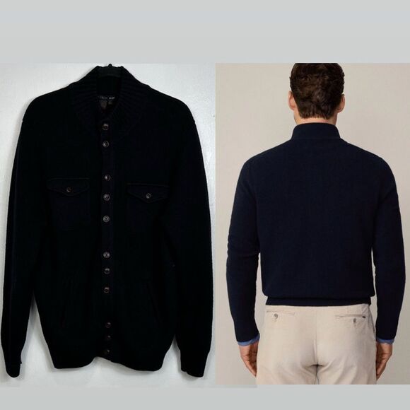 Tulliano Men's Wool Black Button-Up Cardigan Sweater Size L - Picture 1 of 11
